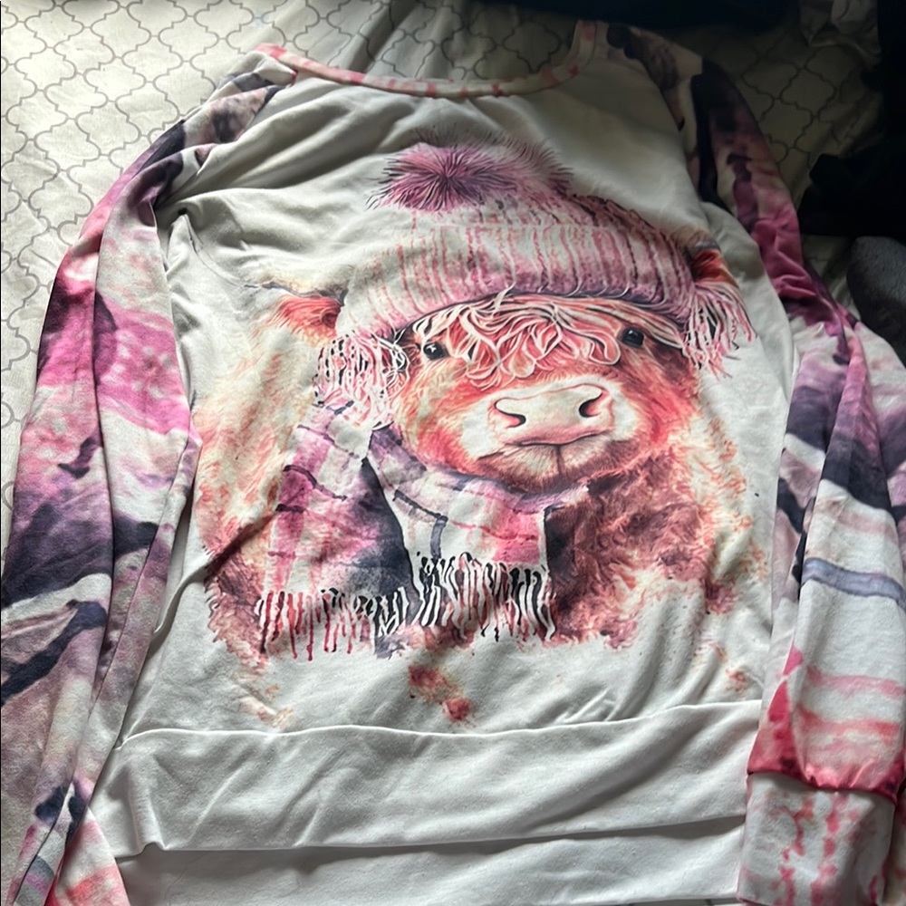 Cute Cow Print Long Sleeve Shirt